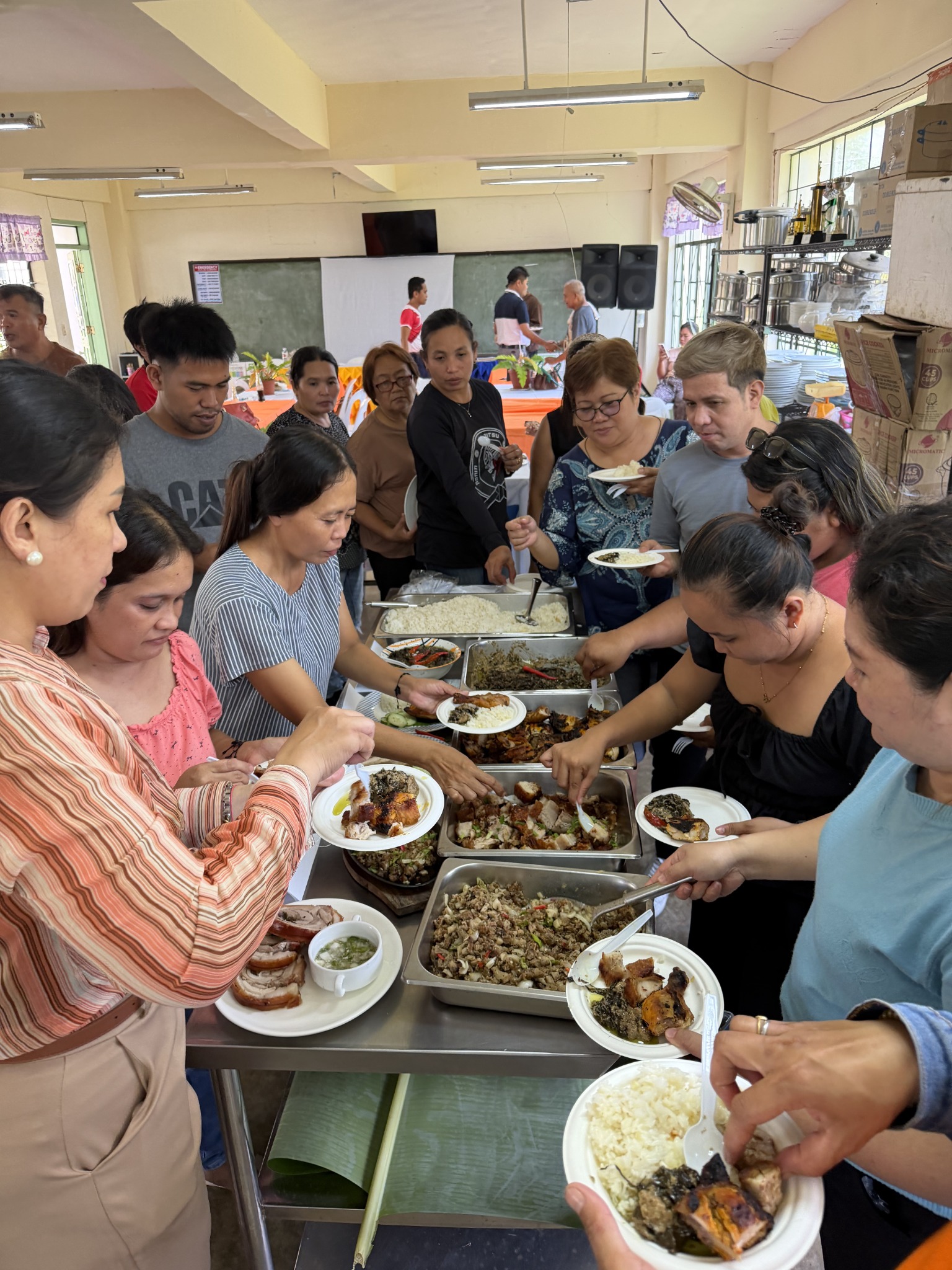 Participants sampling dishes